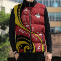 Papua New Guinea 50th Independence Anniversary Sleeveless Puffer Jacket Special Style Red Version LT05 - Polynesian Pride