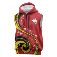 Papua New Guinea 50th Independence Anniversary Sleeveless Zip Hoodie Special Style Red Version LT05 Red - Polynesian Pride