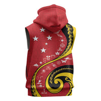 Papua New Guinea 50th Independence Anniversary Sleeveless Zip Hoodie Special Style Red Version - Polynesian Pride