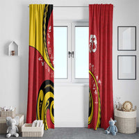 Papua New Guinea Independence Window Curtain Special Style Red Version LT05 With Grommets Red - Polynesian Pride