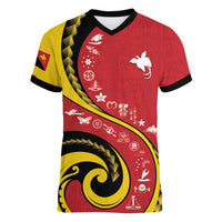 Papua New Guinea Independence Women V-Neck T-Shirt Special Style Red Version LT05 Female Red - Polynesian Pride