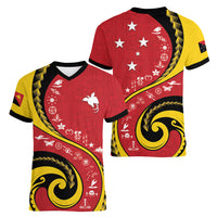 Papua New Guinea Independence Women V-Neck T-Shirt Special Style Red Version LT05 - Polynesian Pride
