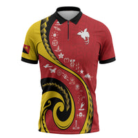 Papua New Guinea 50th Independence Anniversary Zipper Polo Shirt Special Style Red Version LT05 Red - Polynesian Pride
