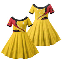 Papua New Guinea Independence Family Matching Long Sleeve Bodycon Dress and Hawaiian Shirt Special Style Yellow Version LT05 Daughter's Dress Yellow - Polynesian Pride