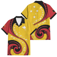 Papua New Guinea Independence Family Matching Off Shoulder Maxi Dress and Hawaiian Shirt Special Style Yellow Version LT05 Dad's Shirt - Short Sleeve Yellow - Polynesian Pride