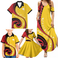 Papua New Guinea Independence Family Matching Summer Maxi Dress and Hawaiian Shirt Special Style Yellow Version LT05 - Polynesian Pride