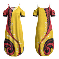 Papua New Guinea Independence Family Matching Summer Maxi Dress and Hawaiian Shirt Special Style Yellow Version LT05 Mom's Dress Yellow - Polynesian Pride