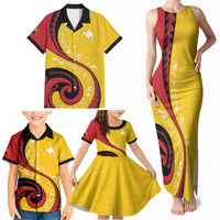 Papua New Guinea Independence Family Matching Tank Maxi Dress and Hawaiian Shirt Special Style Yellow Version LT05 - Polynesian Pride
