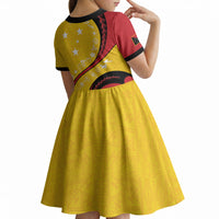 Papua New Guinea Independence Kid Short Sleeve Dress Special Style Yellow Version LT05 - Polynesian Pride