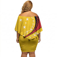 Papua New Guinea Independence Off Shoulder Short Dress Special Style Yellow Version LT05 - Polynesian Pride