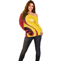 Papua New Guinea 50th Independence Anniversary Off Shoulder Sweater Special Style Yellow Version - Polynesian Pride
