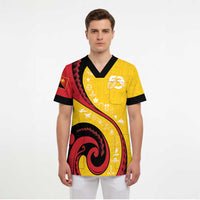Papua New Guinea 50th Independence Anniversary Scrub Top Special Style Yellow Version - Polynesian Pride