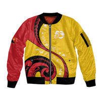 Papua New Guinea 50th Independence Anniversary Sleeve Zip Bomber Jacket Special Style Yellow Version - Polynesian Pride