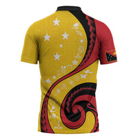 Papua New Guinea 50th Independence Anniversary Zipper Polo Shirt Special Style Yellow Version - Polynesian Pride