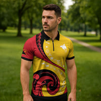 Papua New Guinea Independence Zipper Polo Shirt Special Style Yellow Version LT05 - Polynesian Pride
