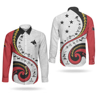 Papua New Guinea Independence Couples Matching Tank Maxi Dress and Long Sleeve Button Shirt Special Style White Version LT05 - Polynesian Pride