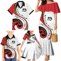 Papua New Guinea 50th Independence Anniversary Family Matching Mermaid Dress and Hawaiian Shirt Special Style White Version - Polynesian Pride