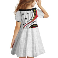 Papua New Guinea 50th Independence Anniversary Family Matching Off Shoulder Maxi Dress and Hawaiian Shirt Special Style White Version - Polynesian Pride