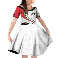 Papua New Guinea 50th Independence Anniversary Family Matching Off Shoulder Short Dress and Hawaiian Shirt Special Style White Version - Polynesian Pride