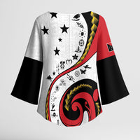 Papua New Guinea Independence Kimono Sleeve Blouse Special Style White Version LT05 - Polynesian Pride