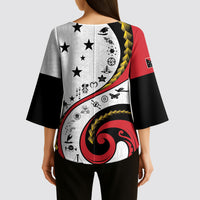 Papua New Guinea Independence Kimono Sleeve Blouse Special Style White Version LT05 - Polynesian Pride