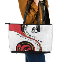 Papua New Guinea 50th Independence Anniversary Leather Tote Bag Special Style White Version - Polynesian Pride