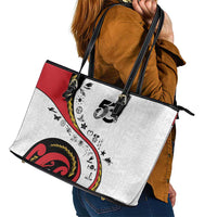 Papua New Guinea Independence Leather Tote Bag Special Style White Version LT05 - Polynesian Pride