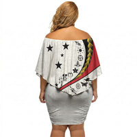 Papua New Guinea Independence Off Shoulder Short Dress Special Style White Version LT05 - Polynesian Pride