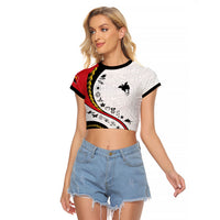 Papua New Guinea Independence Raglan Cropped T Shirt Special Style White Version LT05 Female White - Polynesian Pride