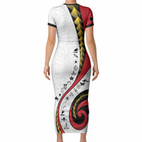 Papua New Guinea Independence Short Sleeve Bodycon Dress Special Style White Version LT05 - Polynesian Pride
