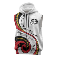 Papua New Guinea 50th Independence Anniversary Sleeveless Zip Hoodie Special Style White Version LT05 White - Polynesian Pride