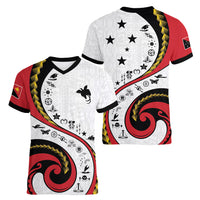 Papua New Guinea Independence Women V-Neck T-Shirt Special Style White Version LT05 - Polynesian Pride