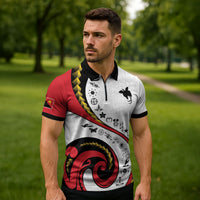 Papua New Guinea Independence Zipper Polo Shirt Special Style White Version LT05 - Polynesian Pride
