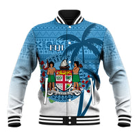 Personalized Fiji Baseball Jacket Coat Of Arms Tagimoucia With Fijian Tapa Pattern LT05 Unisex Blue - Polynesian Pride