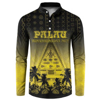 Personalised Palau Independence Day Button Sweatshirt Palauan Tattoo Pattern - Polynesian Pride