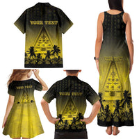 Personalised Palau Independence Day Family Matching Tank Maxi Dress and Hawaiian Shirt Palauan Tattoo Pattern - Polynesian Pride
