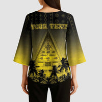 Personalised Palau Independence Day Kimono Sleeve Blouse Palauan Tattoo Pattern - Polynesian Pride