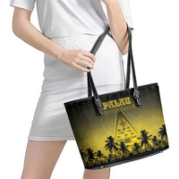 Palau Independence Day Leather Tote Bag Palauan Tattoo Pattern - Polynesian Pride