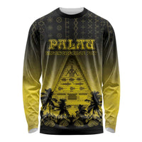 Personalised Palau Independence Day Long Sleeve Shirt Palauan Tattoo Pattern LT05 Unisex Black - Polynesian Pride