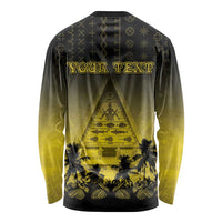 Personalised Palau Independence Day Long Sleeve Shirt Palauan Tattoo Pattern LT05 - Polynesian Pride