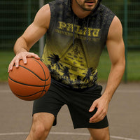 Personalised Palau Independence Day Sleeveless Hoodie Palauan Tattoo Pattern - Polynesian Pride