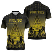 Personalised Palau Independence Day Zipper Polo Shirt Palauan Tattoo Pattern LT05 - Polynesian Pride