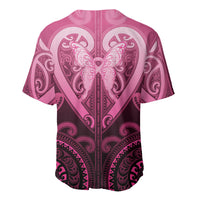 Aotearoa Breast Cancer Baseball Jersey Maori Tribal Pattern