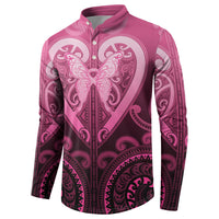Aotearoa Breast Cancer Button Sweatshirt Maori Tribal Pattern