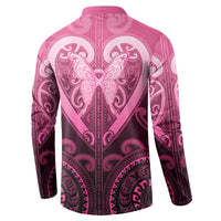 Aotearoa Breast Cancer Button Sweatshirt Maori Tribal Pattern