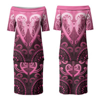 Aotearoa Breast Cancer Couples Matching Puletasi and Hawaiian Shirt Maori Tribal Pattern