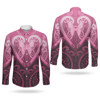 Aotearoa Breast Cancer Couples Matching Tank Maxi Dress and Long Sleeve Button Shirt Maori Tribal Pattern