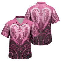 Aotearoa Breast Cancer Family Matching Off The Shoulder Long Sleeve Dress and Hawaiian Shirt Maori Tribal Pattern