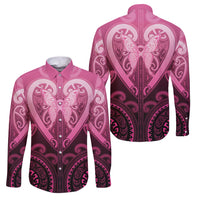 Aotearoa Breast Cancer Family Matching Off Shoulder Short Dress and Hawaiian Shirt Maori Tribal Pattern
