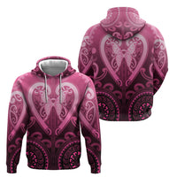 Aotearoa Breast Cancer Hoodie Maori Tribal Pattern